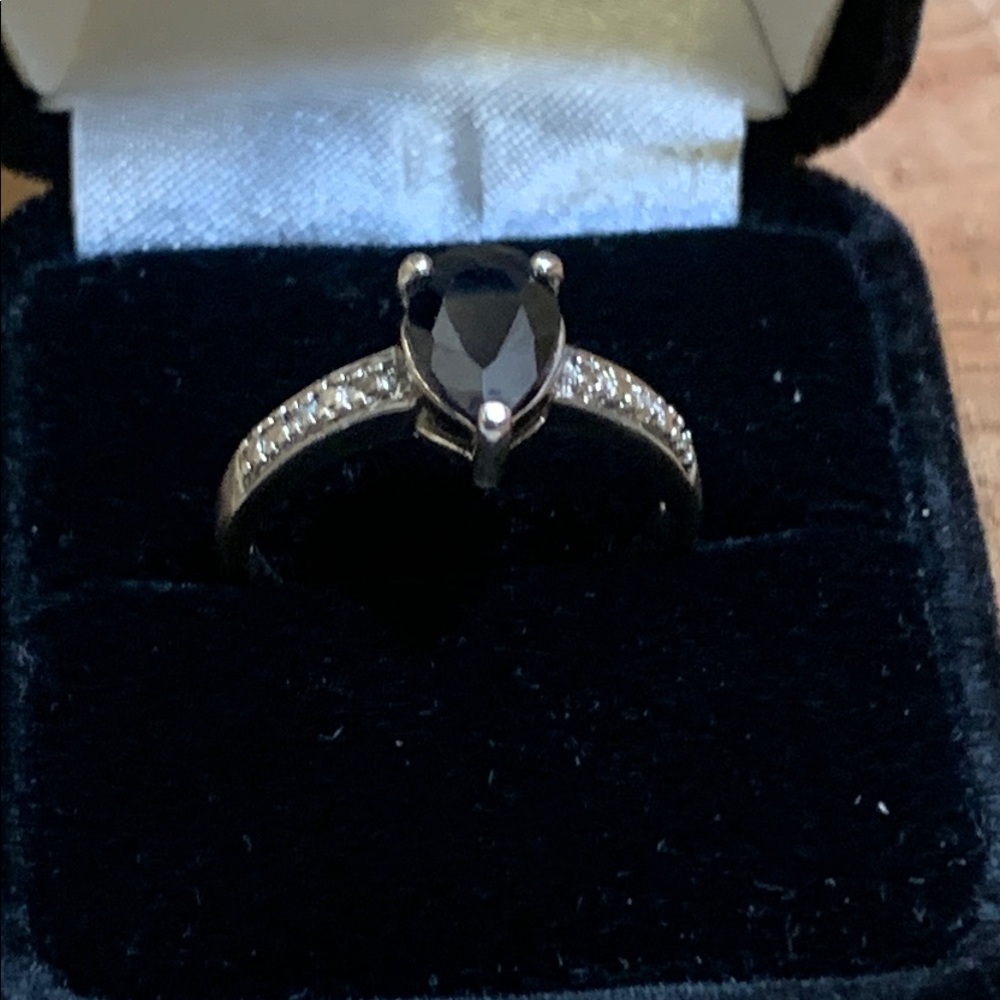 Elegant 925  Black and Silver Ring Size 7”
